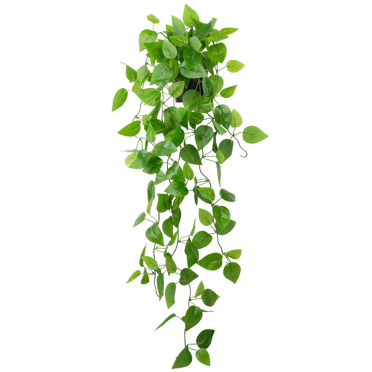 LOYWREE Small Fake Hanging Potted Plant 37.7in Artificial Potted Plant Faux Ivy Vine Plant Hanging Plant Pothos for Shelf Home Office Indoor Outdoor Garden Greenery Decor (Black Pot)