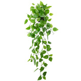 LOYWREE Small Fake Hanging Potted Plant 37.7in Artificial Potted Plant Faux Ivy Vine Plant Hanging Plant Pothos for Shelf Home Office Indoor Outdoor Garden Greenery Decor (Black Pot)