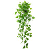 LOYWREE Small Fake Hanging Potted Plant 37.7in Artificial Potted Plant Faux Ivy Vine Plant Hanging Plant Pothos for Shelf Home Office Indoor Outdoor Garden Greenery Decor (Black Pot)