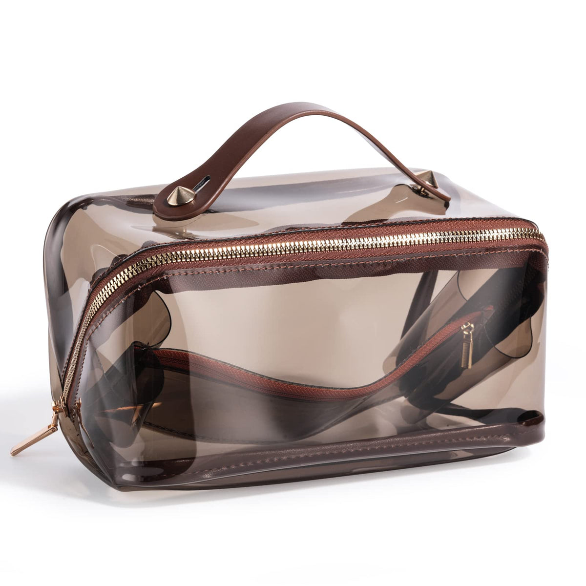 BS-MALL Cosmetic Bags Travel Case Makeup Bag High Capacity Waterproof Travel Makeup Case Organizer For Women Toiletry Bag (A-Brown)