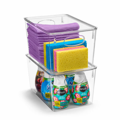 Sorbus Large Clear Plastic Storage Bins with Lids Clear Stackable Storage Bins Laundry Room Organizer Bins Office Classroom Playroom Bathroom Laundry Room Organization and Storage (2 Pack)