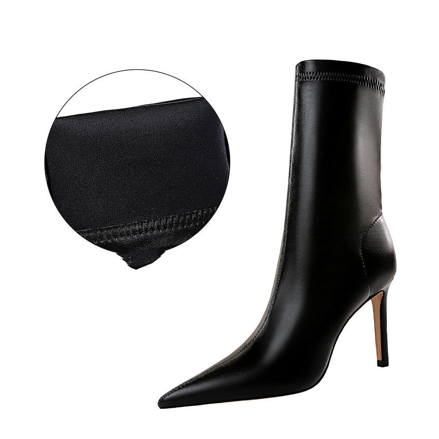 Pointed High-Heeled Sexy Short Boots for Women