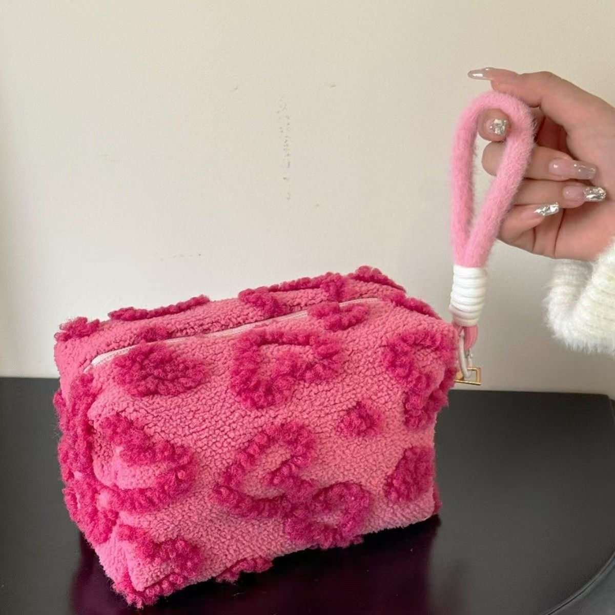 Jacquard Plush Large Capacity Cosmetic Bag