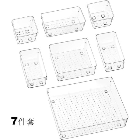 Home Plastic Transparent Drawer Storage Box Set (5 Sizes)