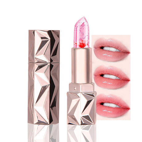 BINGBRUSH Mood Color Changing Flower Lipstick QueenMoisturizer Long Lasting Lip Care Lip Balm Magic Lip Gloss Lip Tint Stain Glossly Jelly Crystal Makeup Lipstick Set for Women (02#Red flower)