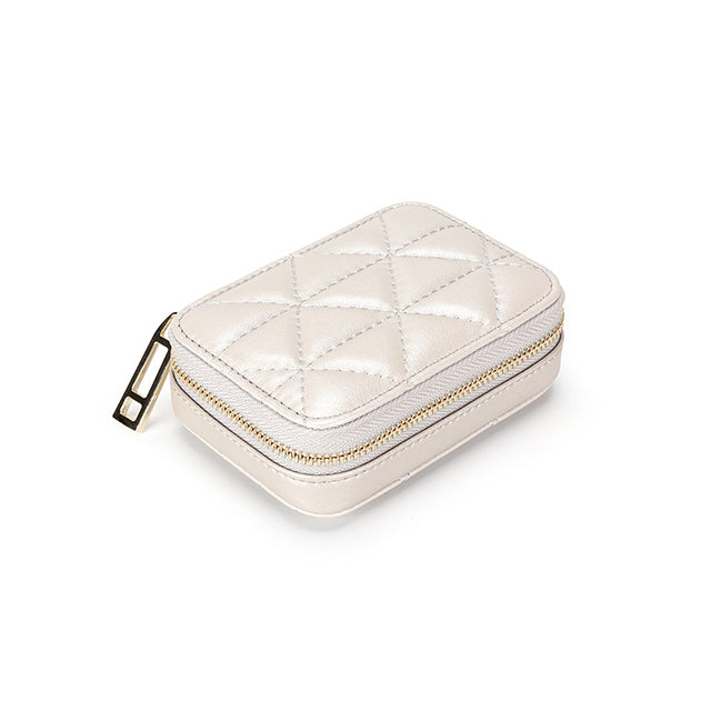Square Travel Leather Makeup Organizer with Mirror