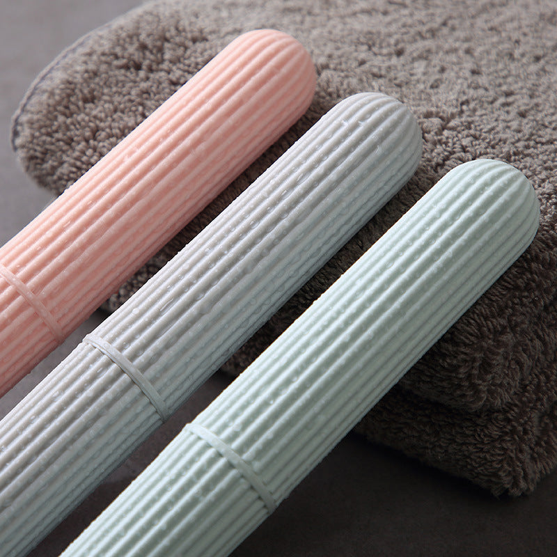Portable Plastic Toothbrush Storage Box with Stripes