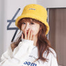 Embroidered Fisherman Hat with Lamb Hair Detail