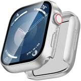 [2024 Honeycomb Speaker Design] Kedoushi Waterproof Case for Apple Watch Series 9 8 7 45mm Hard PC Bumper Face Cover with Tempered Glass Screen Protector Cover for iWatch 45mm Silver