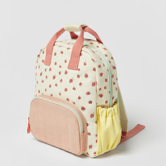 New Cotton Canvas Colorful Dopamine Strawberry Kids Backpack