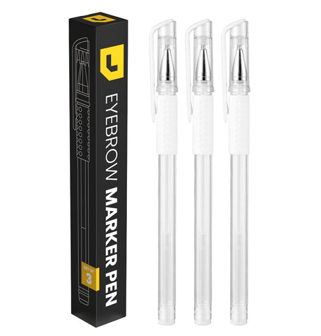 LIUDEX | 3pcs Skin Marker Pen | Eyebrow PMU Microblading Outline Pencil | Felt Pen White Brow Position Mapping Pencil White Marker Pen Beauty SPMU | Permanent Makeup Position Mark Tools