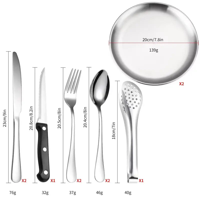 Camping Silverware Set - Portable Stainless Steel Utensils