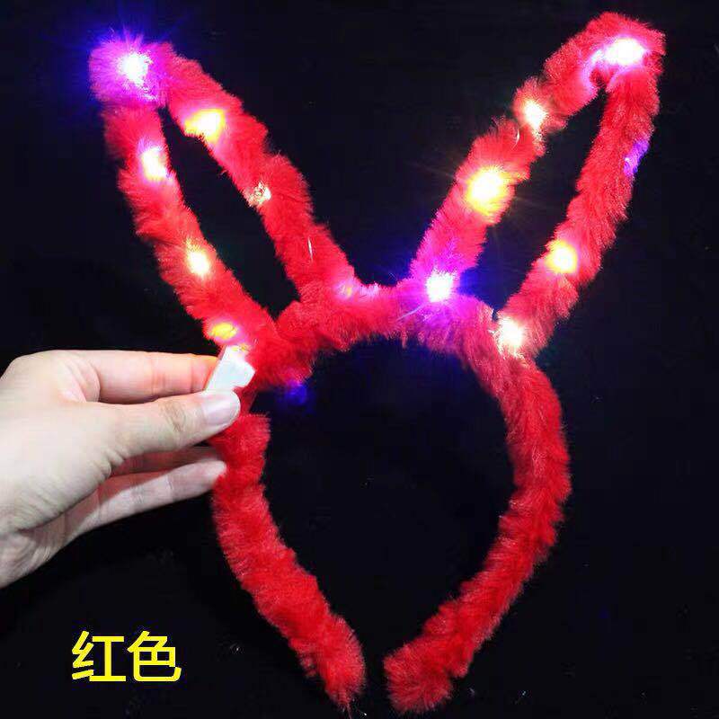 LED Bunny Ears Headband - Plush Hair Accessories