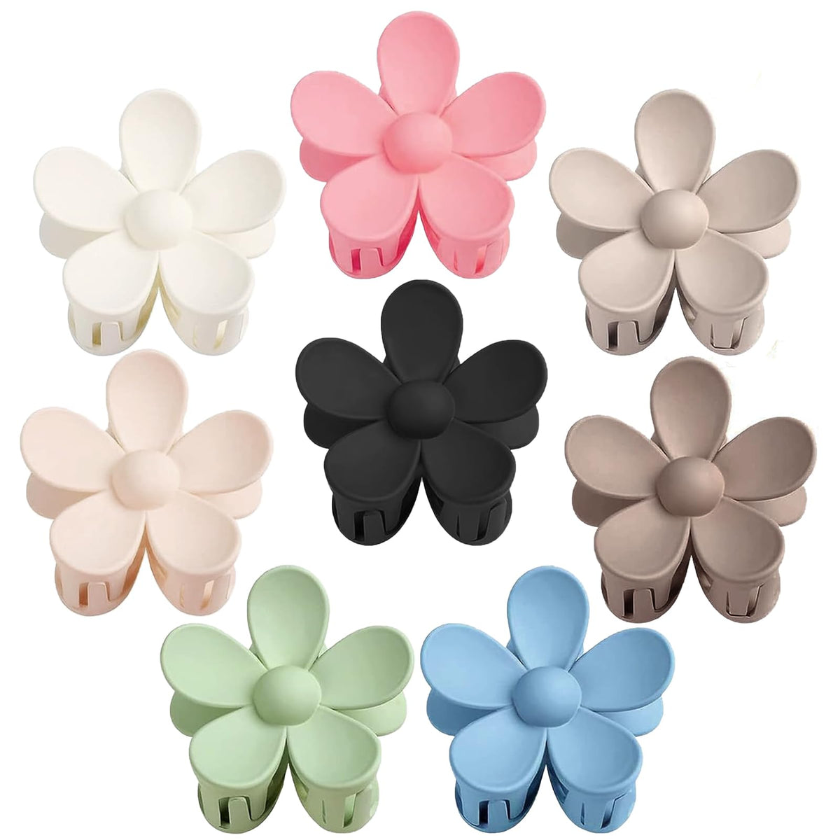 Flower Hair Clips 8PCS Large Claw Clips for Women Girls Thick Thin Hair Strong Hold Nonslip Big Dasiy Jaw Clamps Matte Hair Accessories 8 Colors