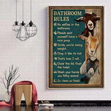 Funny Bathroom Rules Goat Poster - Home Wall Decor 8x12