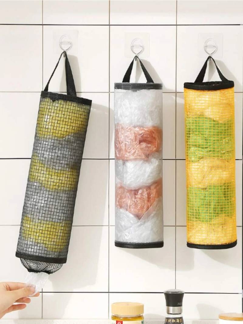 Wall-Mounted Plastic Bag Holder for Kitchen Storage