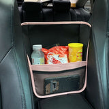 Leather Car Seat Backrest Storage Bag and Hook Pocket