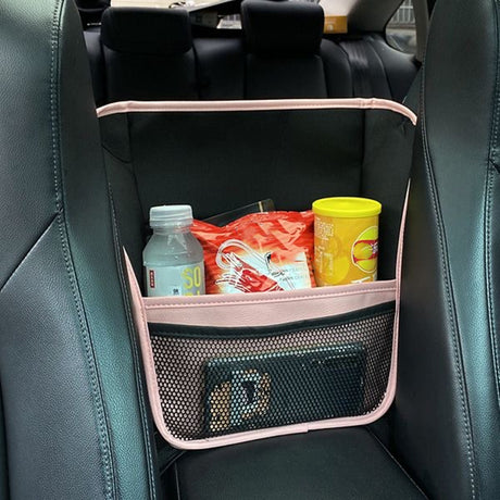 Leather Car Seat Backrest Storage Bag and Hook Pocket