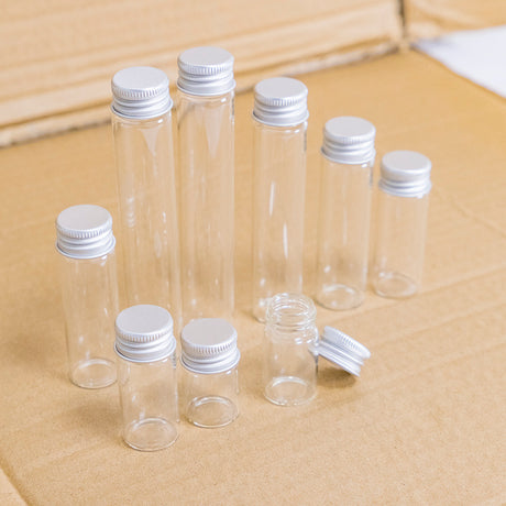 Clear Glass Bottles with Silver Caps - 100pcs Set