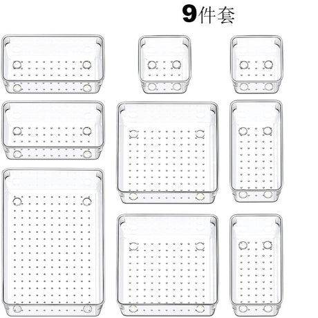 Home Plastic Transparent Drawer Storage Box Set (5 Sizes)