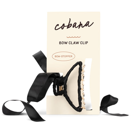 Cobana Bow Claw Clips - Hair Clips Hair Accessories for Women with Satin Hair Bow Ribbon Finish - Trendy Ponytail Holders for Securing & Styling Hair - 3L Polyester & Iron (Black)