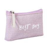 Letter Flower Print Canvas Makeup Bag for Women