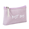 Letter Flower Print Canvas Makeup Bag for Women