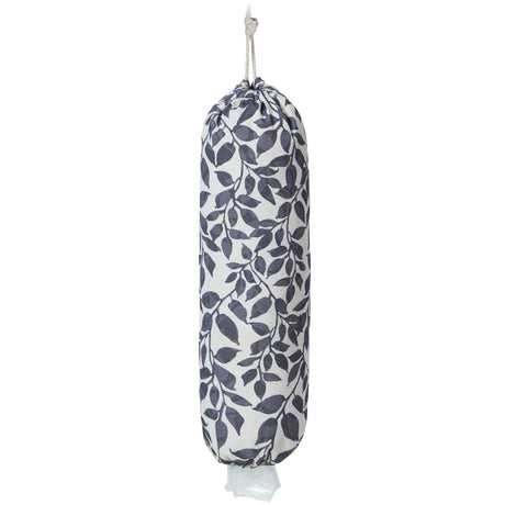 LeCorner Plastic Bag Holder Reusable Grocery Bag Holder for Plastic Bags Groceries Store Flower Canvas Trash Plastic Bag Organizer Storage Holders for Home Kitchen Pantry Decor (Black Leaves)