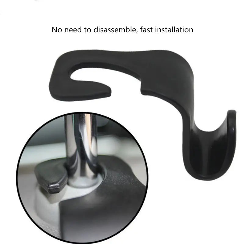 4pcs Car Seat Headrest Hook Hanger Organizer (Black)