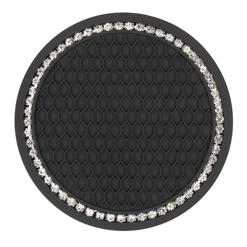 Creative Honeycomb Car Cup Holder Mat with Rhinestones