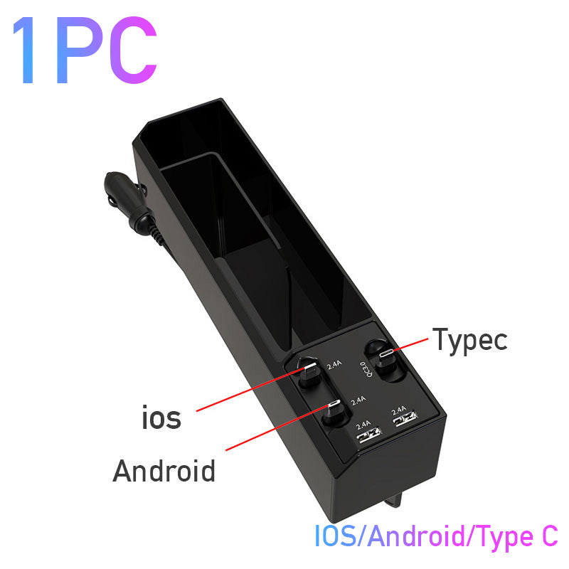 Multifunctional Car Charger with Storage Box and Organizer