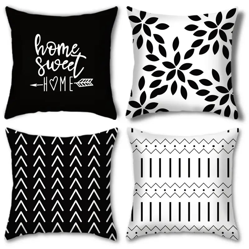 Black Geometric Line Pillowcase for Home Office 18x18"