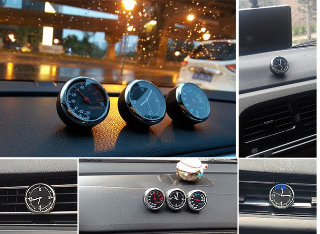Car Temperature and Mini Clock with Night Glow Feature