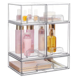 Vtopmart Stackable Storage Drawers Set of 5 Clear Plastic Organizer Bins for Beauty SuppliesIdeal for Vanity BathroomCabinetPantry Organization