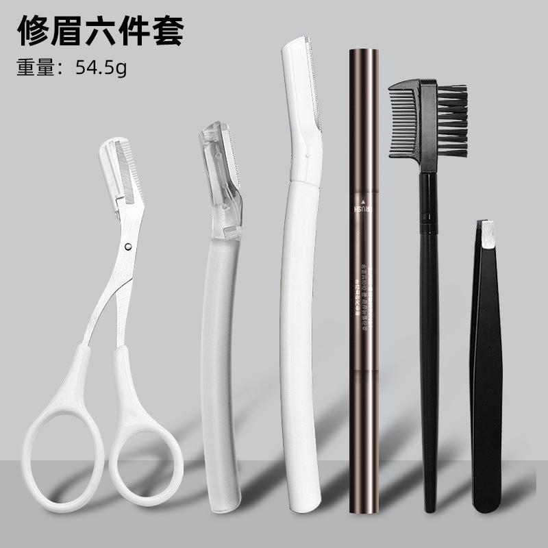 Stainless Steel Eyebrow Tweezers and Dual-Head Brush Set