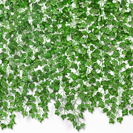 CQURE 84 Pack 588Ft Artificial Ivy Garland Fake Vines UV Resistant Greenery Leaves Fake Plants Hanging Aesthetic Vines for Home Bedroom Party Garden Wall Room Decor