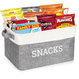 Snack Organizer for Pantry Foldable Fabric Snack Storage Basket with Handles Snack Bin Pantry Storage and Organization Snack Organizer for Countertop Kitchen Movie Night Office Waiting Room