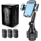TOPGO Cup Phone Holder for Car[No Shaking & Stable & Adjustable Pole] Car Cup Holder Phone Mount Compatible with iPhone 15 and All 4.0-7.0 inches Smartphones - Blue