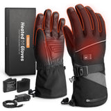 Heated Gloves for Men Women Electric Waterproof & Windproof Rechargeable Battery Winter Motorcycle Warm Gloves with Touchscreen for Hunting Cycling Skiing Hiking Camping Working (Medium)