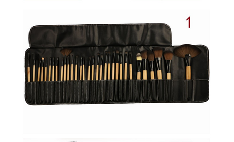 32-Piece Black Synthetic Fiber Makeup Brush Set