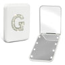 Aganmi Travel Mirror with Lights Initial 1X/2X Magnification LED Compact Mirror Portable Pocket Mirror Small Folding Handheld Makeup Mirror Mothers Day Birthday Gifts for Women Teen Girls White G