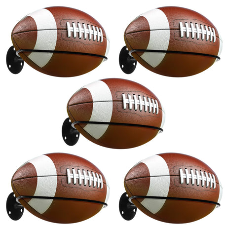 TIMCORR Wall Mounted Football Holders 5 Pcs Rugby Display Racks with Expansion Screws Space Saving Sports Ball Storage Stands Universal Organization and Storage Units for Soccer Basketball