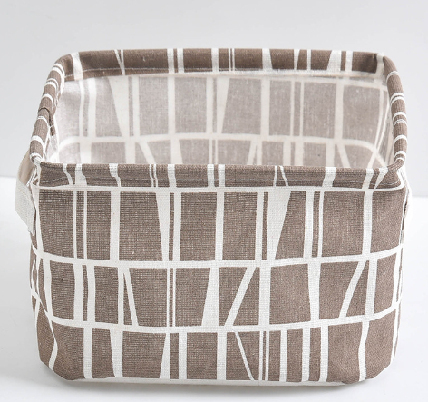 Desktop Makeup Organizer Storage Box with Linen Basket