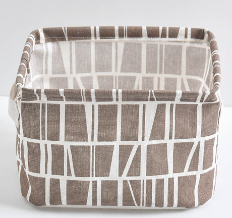 Desktop Makeup Organizer Storage Box with Linen Basket