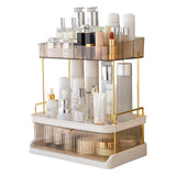 YCIA&DONE 2 Tiers Bathroom Counter Organizer with DrawerLarge Capacity Vanity OrganizerMulti Makeup Organizer CountertopPerfume OrganizerSkincare Organizers (Amber Gold)