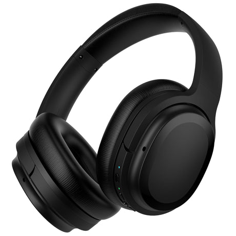 commalta Hybrid Active Noise Cancelling Bluetooth Headphones Over Ear Wireless Headphones Bluetooth 5.2 Headset Immersive Sound Deep Bass Headphones 30 Hours Playtime True Black