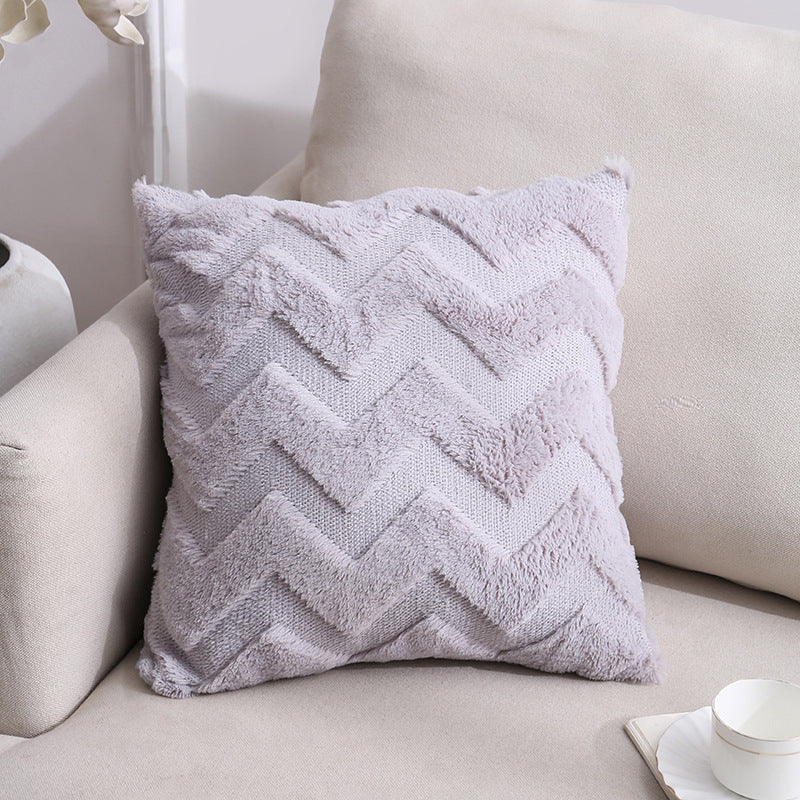 Plush Geometric Throw Pillow Cover for Home Decor