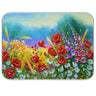 Spring Red Poppy Dish Drying Mat Summer Garden Oil Paintings Dry Pad Bottle Dryer Rack Kitchen Decor absorbent Easy Clean Drainer Mats for Kitchen Counter Sinks 18"x24"