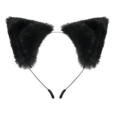 Pedenty Black Cat Ears Headband for Women Girls Halloween Cosplay Cat Costume Faux Fur Ears Headbands Hair Accessories for Adult Kids
