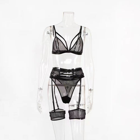 Mesh See-Through Bra Set - Sexy Lingerie (3 Pieces)
